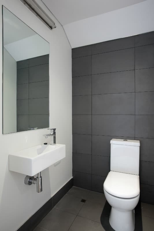 Modern Bathroom Renovation with Dark Wide Tiles